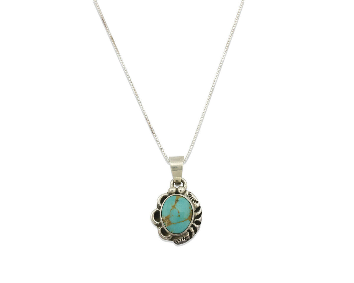 Navajo Pendant .925 Silver Kingman Turquoise Artist Signed Gecko C.80's