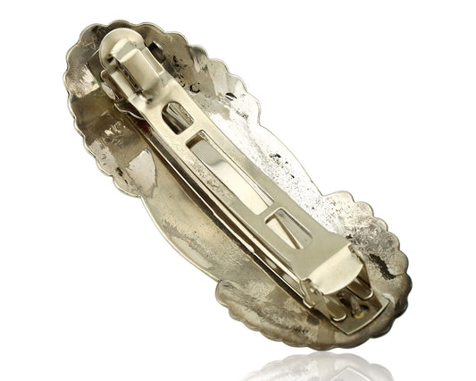 Women's Navajo Hair Clip Barrette .925 Silver Hand Stamped Artist C Montoya C80s