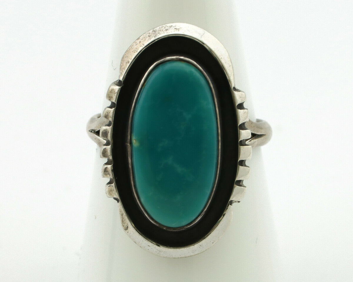 Navajo Ring .925 Silver Blue Turquoise Native American Artist Handmade C.80's