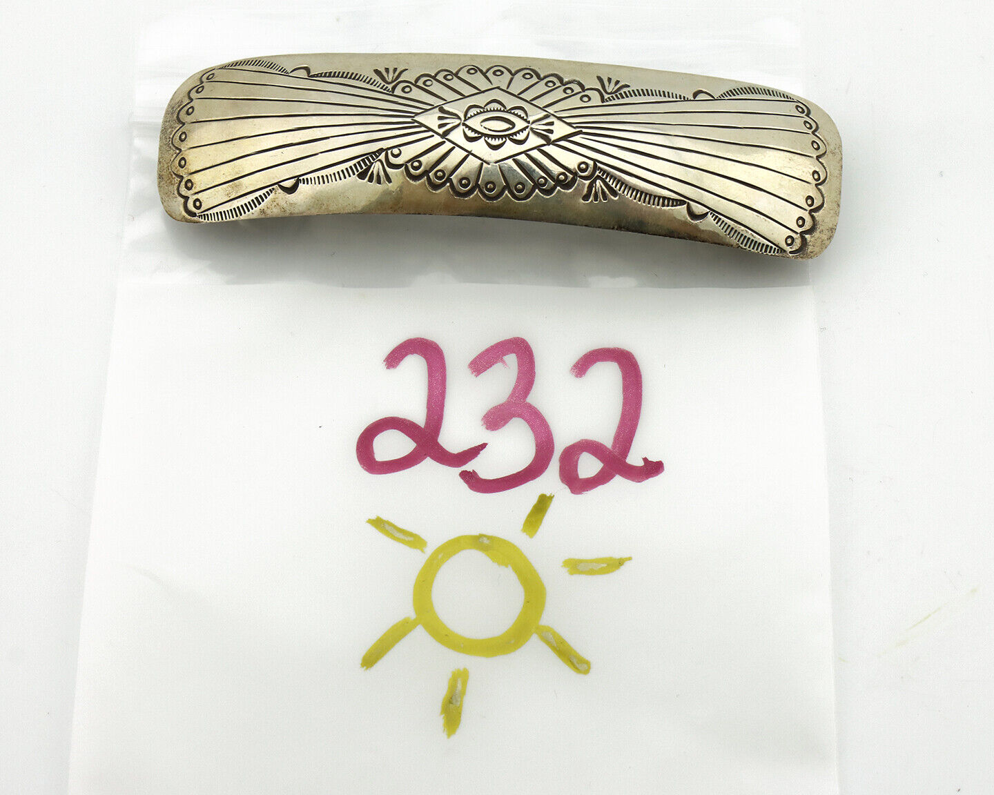 Women's Navajo Hair Clip Barrette .925 Silver Hand Stamped Artist C Montoya C80s