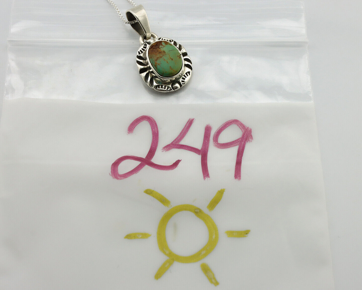 Navajo Necklace 925 Silver Kingman Turquoise Artist Signed Gecko C.80's