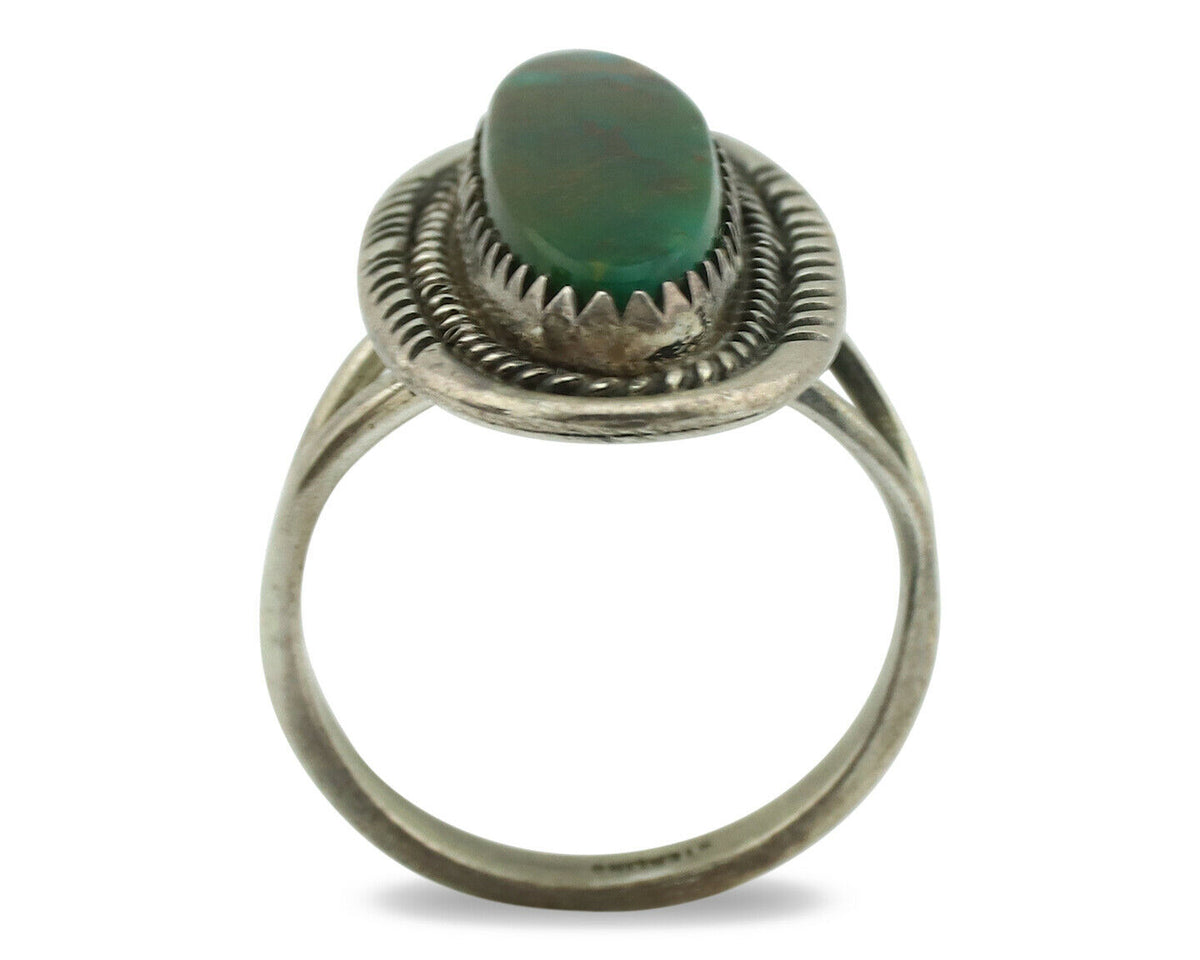 Navajo Ring .925 Silver Nevada Turquoise Signed M Begay C.1980's
