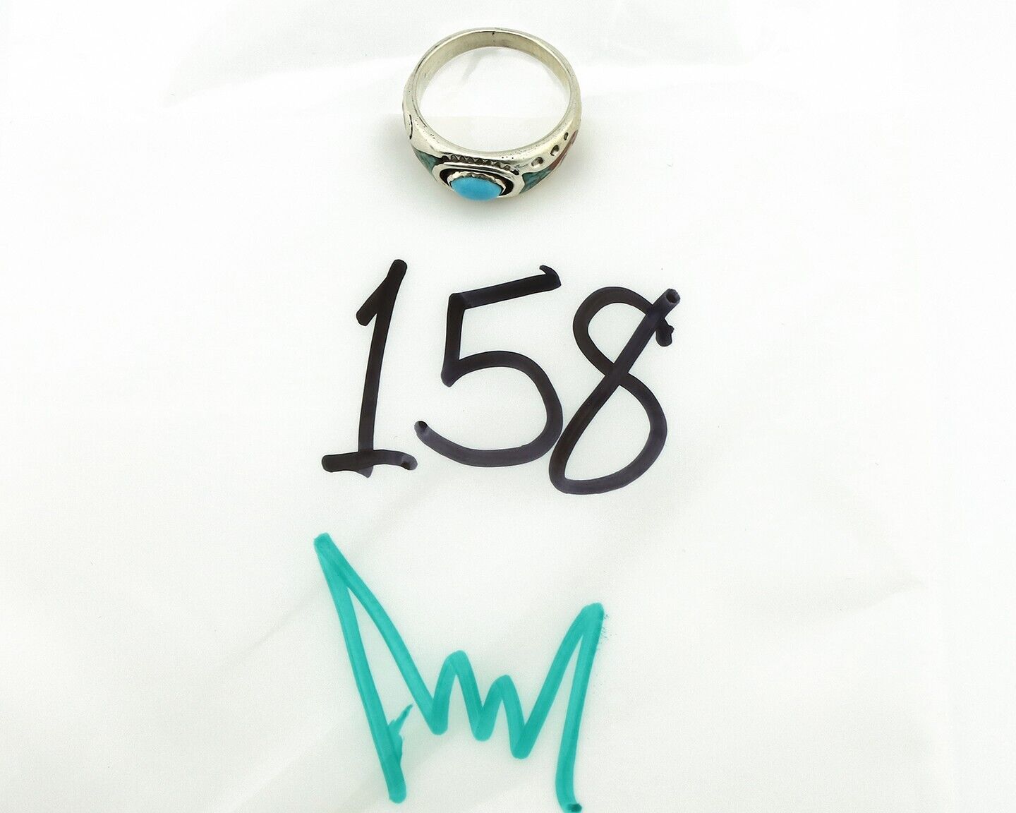 Navajo Handmade Ring 925 Silver Blue Turquoise & Coral Native American C.80's