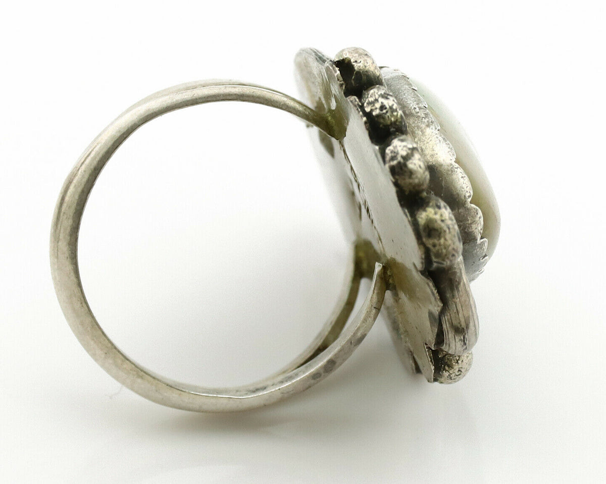 Navajo Ring .925 Silver Manassas Turquoise Artist Signed R C.1980's