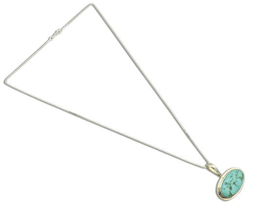 Navajo Necklace .925 Silver Fox Mine Turquoise Signed Doug Zachary C.1980's