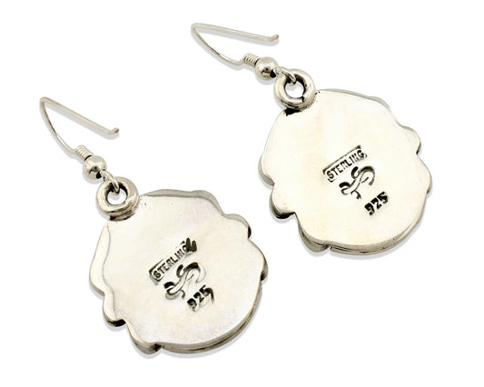 Navajo Earrings .925 Silver Southwest Turquoise Signed Calvin Peterson C.80