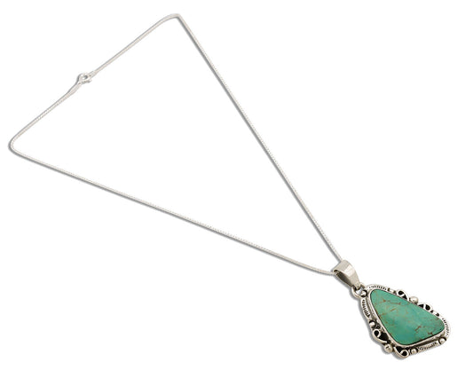 Navajo Necklace .925 Silver Kingman Turquoise Native American Signed C.1980's