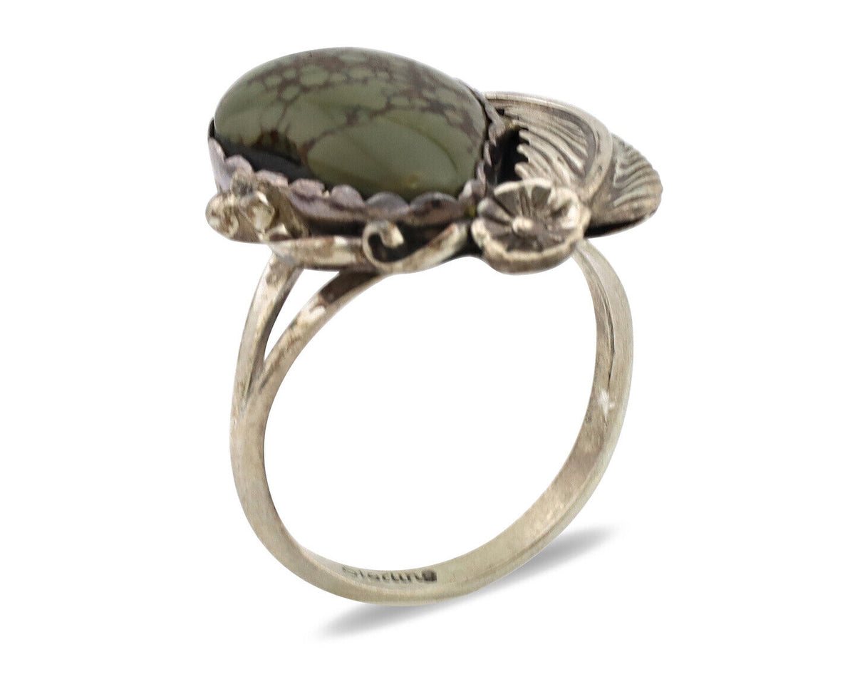 Navajo Ring .925 Silver Damele Turquoise Native American Artist C.1980's