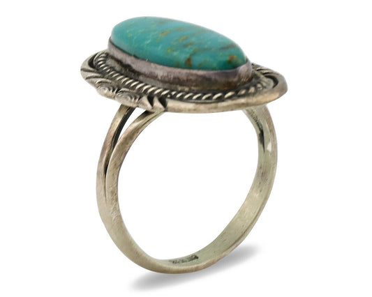 Navajo Ring .925 Silver Nevada Turquoise Native American Artist C.1980's