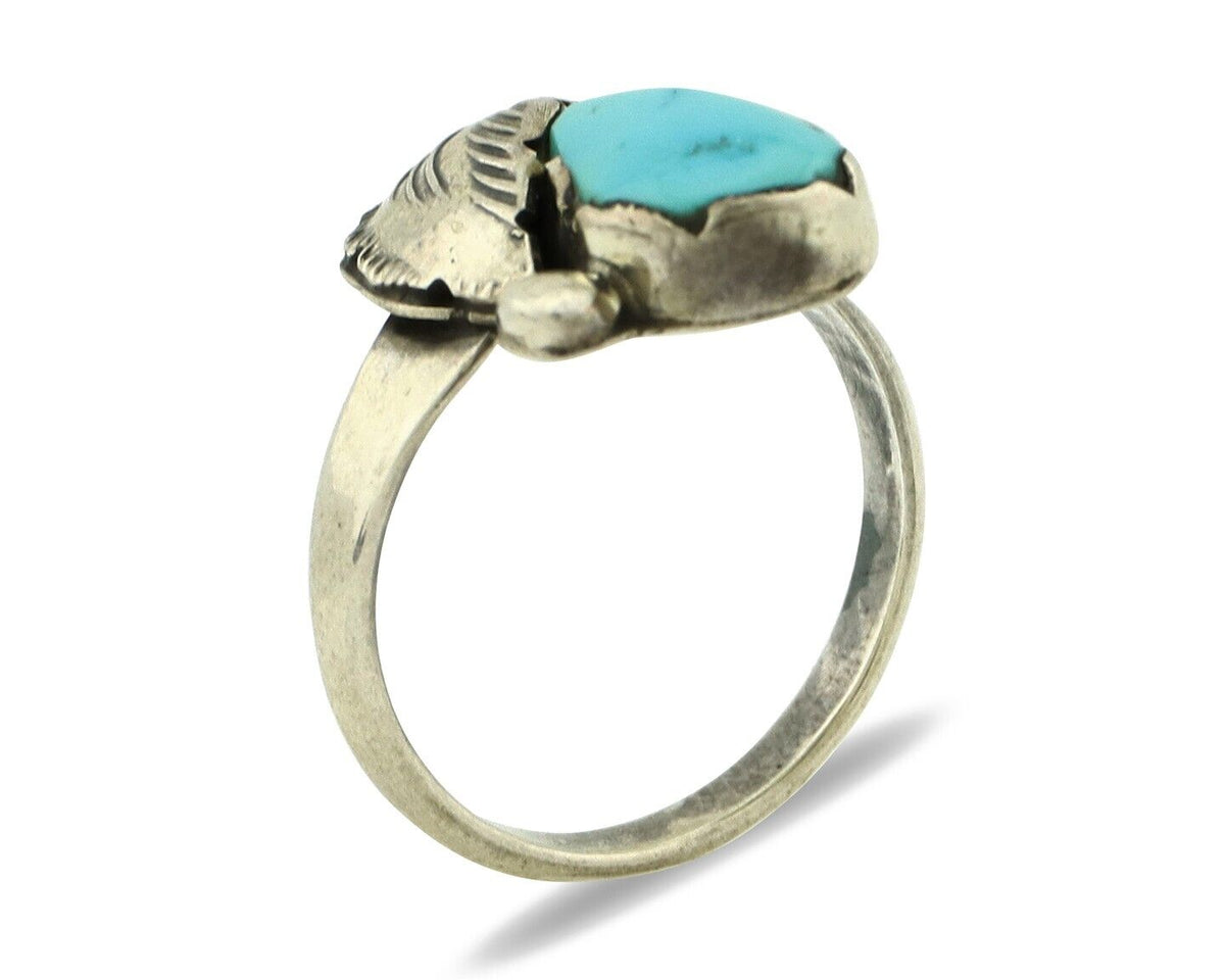 Zuni Ring 925 Silver Natural Blue Turquoise Artist Signed Simplicio C.80's