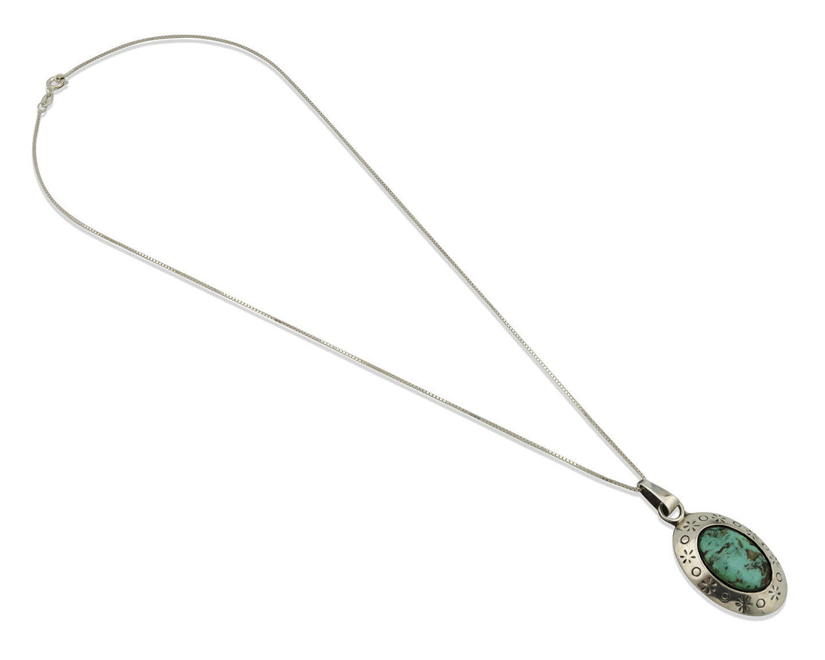 Navajo Pendant .925 Silver Blue Turquoise Native American C.80's