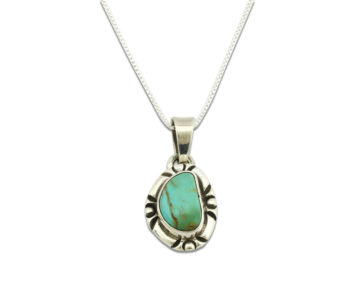 Navajo Necklace .925 Silver Kingman Turquoise Signed Gecko C.1980's