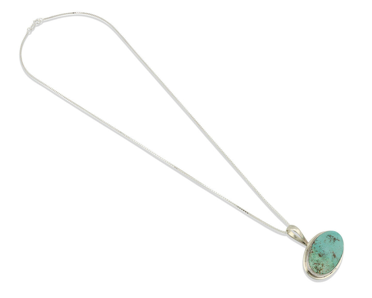 Navajo Pendant .925 Silver Fox Turquoise Artist Signed DZ C.80's