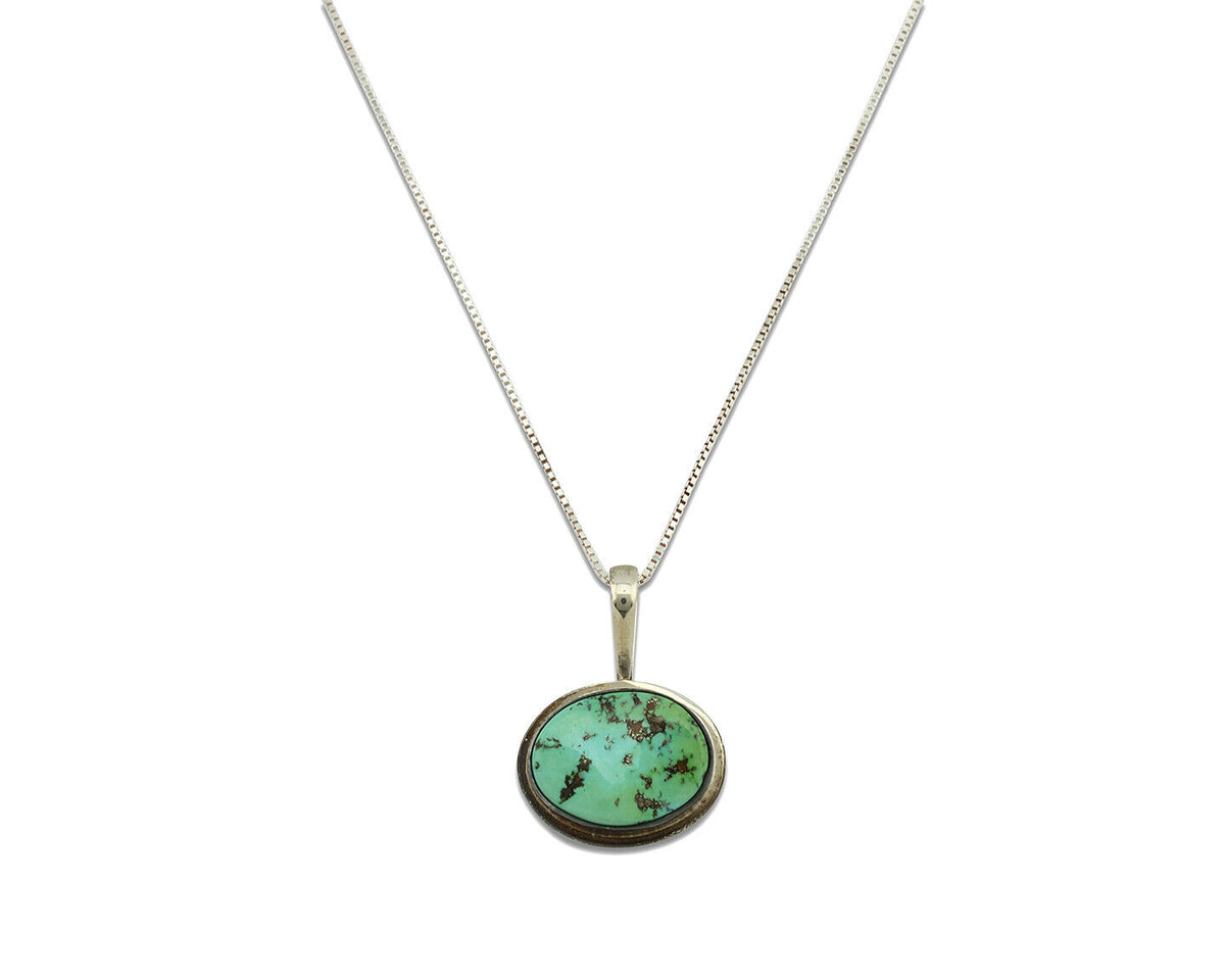 Navajo Necklace .925 Silver Fox Kingman Turquoise Signed Doug Zachary C.1980's