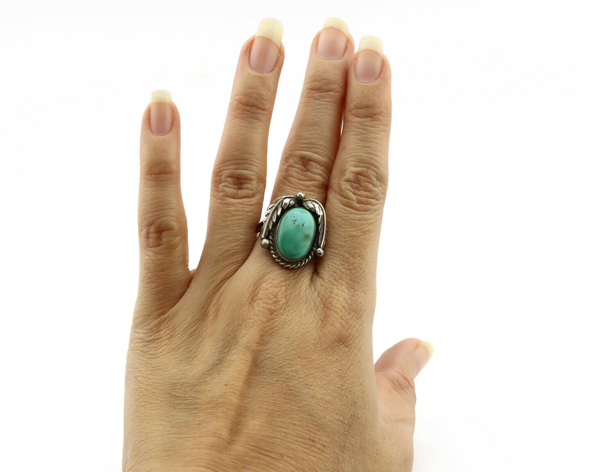 Navajo Ring .925 Silver Royston Turquoise Native American Artist C.1980's