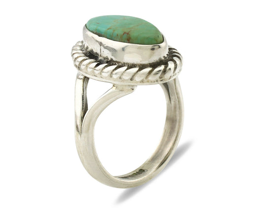 Navajo Ring .925 Silver Natural Mined Turquoise Artist Signed Gecko C.80's