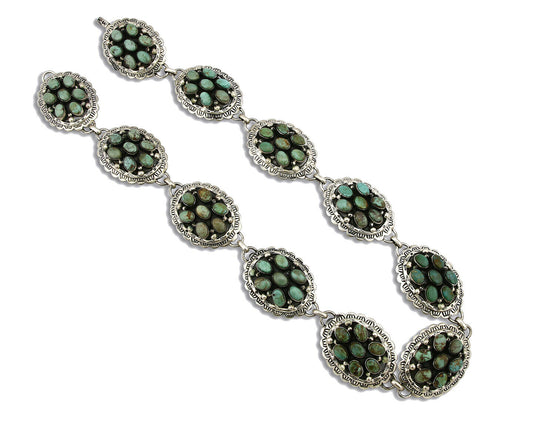 Women's Navajo Concho Belt .925 Silver Turquoise Signed Montoya C.80's