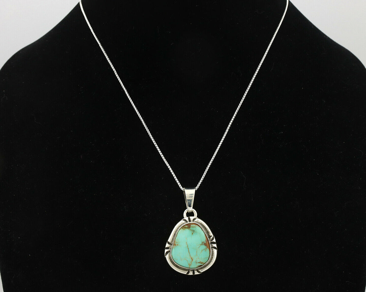 Navajo Pendant .925 Silver Kingman Turquoise Artist Signed Gecko C.80's