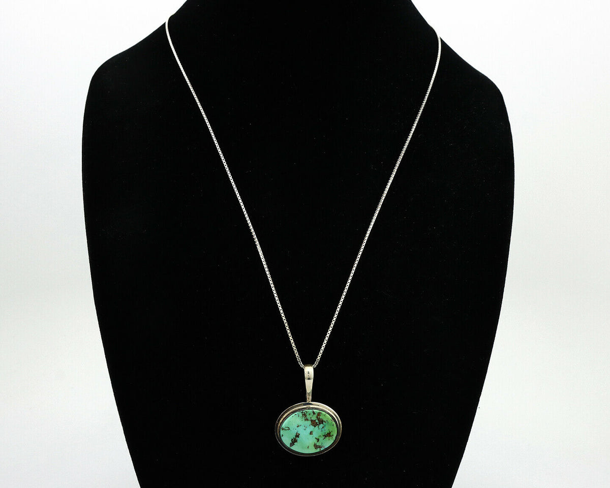 Navajo Necklace .925 Silver Fox Kingman Turquoise Signed Doug Zachary C.1980's