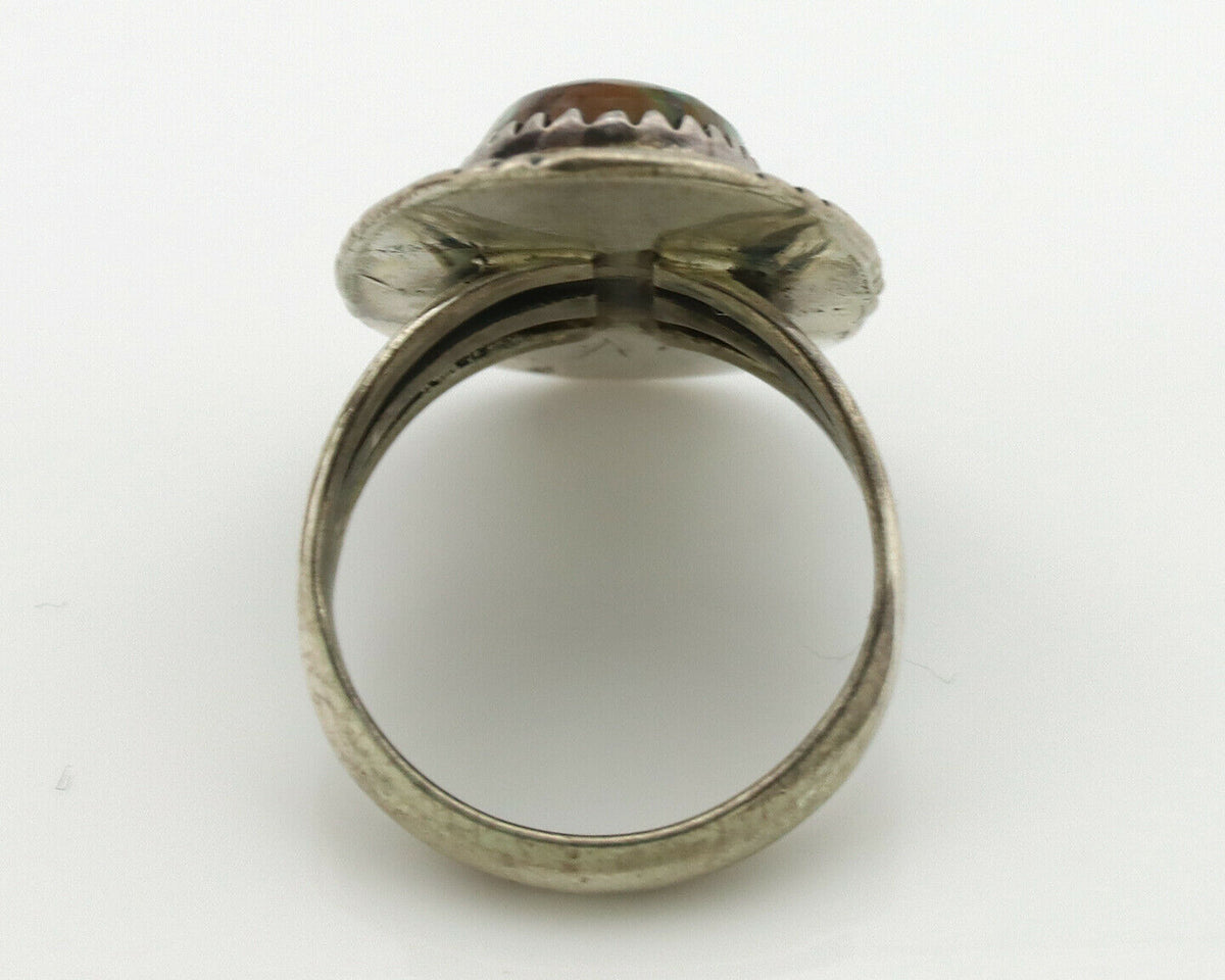 Navajo Ring .925 Silver Kingman Turquoise Native American Artist C.1980's