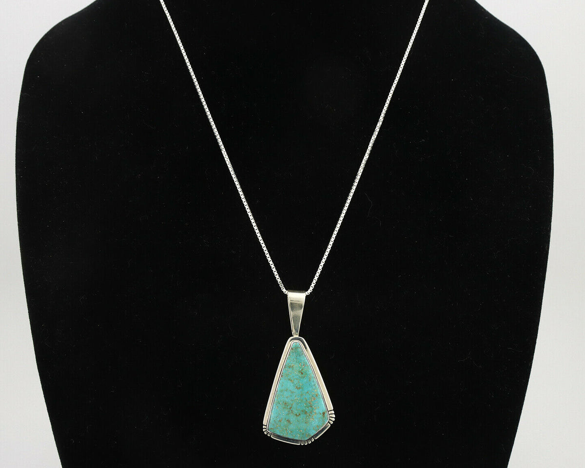 Navajo Pendant .925 Silver Blue Turquoise Artist Signed Douglas Zachary C.80's