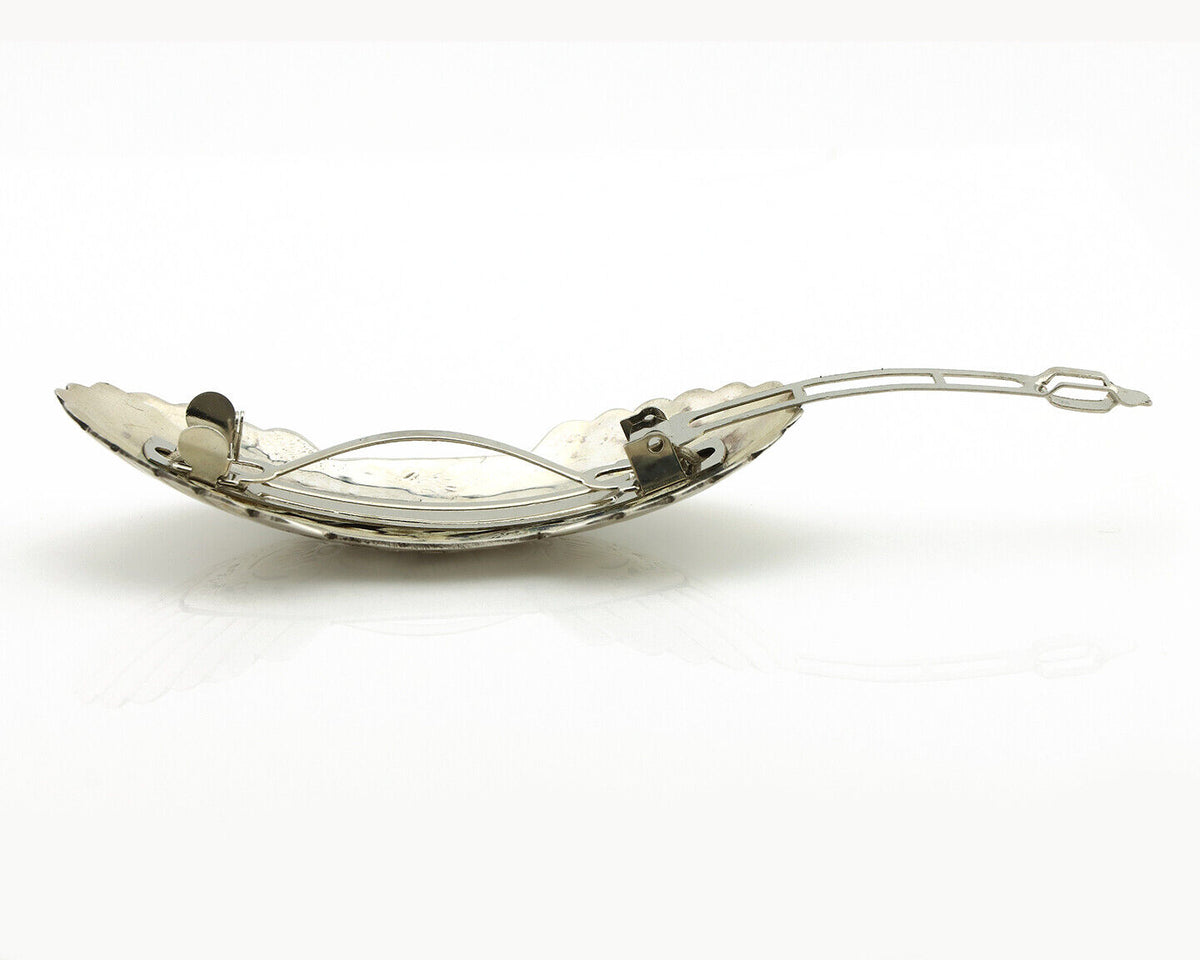 Navajo Hair Clip Barrette .925 Silver Hand Stamped Artist Signed C Montoya C80s