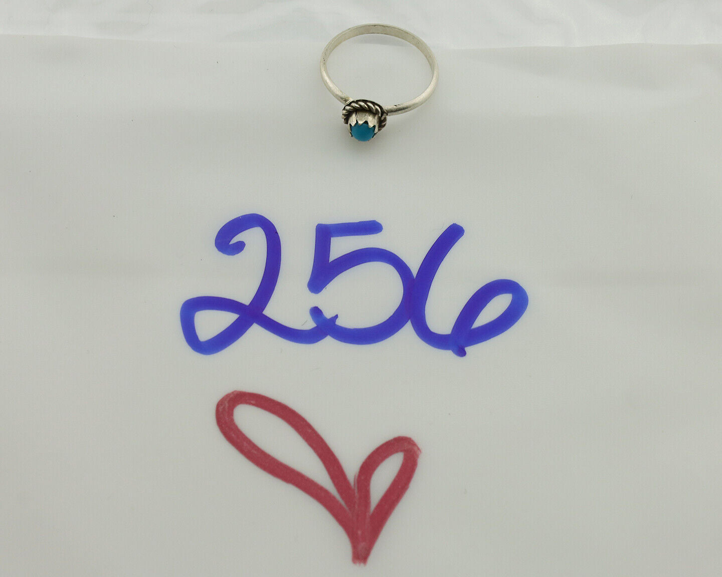 Navajo Ring .925 Silver Blue Turquoise Size 2.75 Native Artist C.1980s