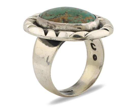 Men's Navajo Ring 925 Silver Kingman Turquoise Native Artist Signed C Montoya