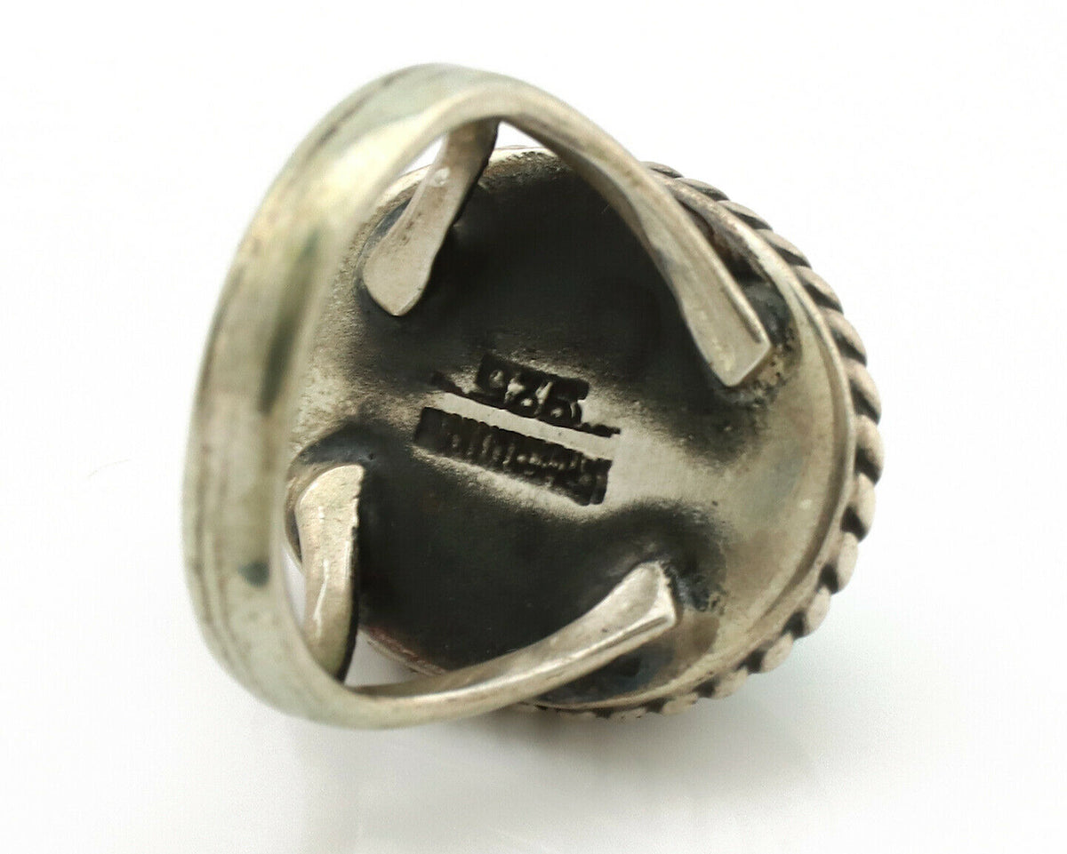 Navajo Ring .925 Silver Kingman Turquoise Native American Artist C.1980's