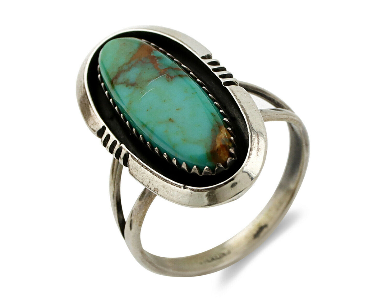 Navajo Ring .925 Silver Turquoise Mountain Native American C.80's