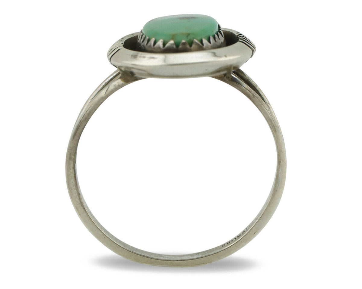 Navajo Ring .925 Silver Green Turquoise Native American Artist Handmade C.80's