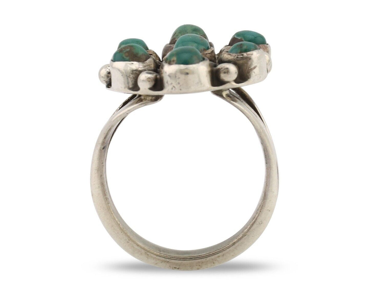 Navajo Ring .925 Silver Natural Blue Turquoise Artist Signed LP C.80's