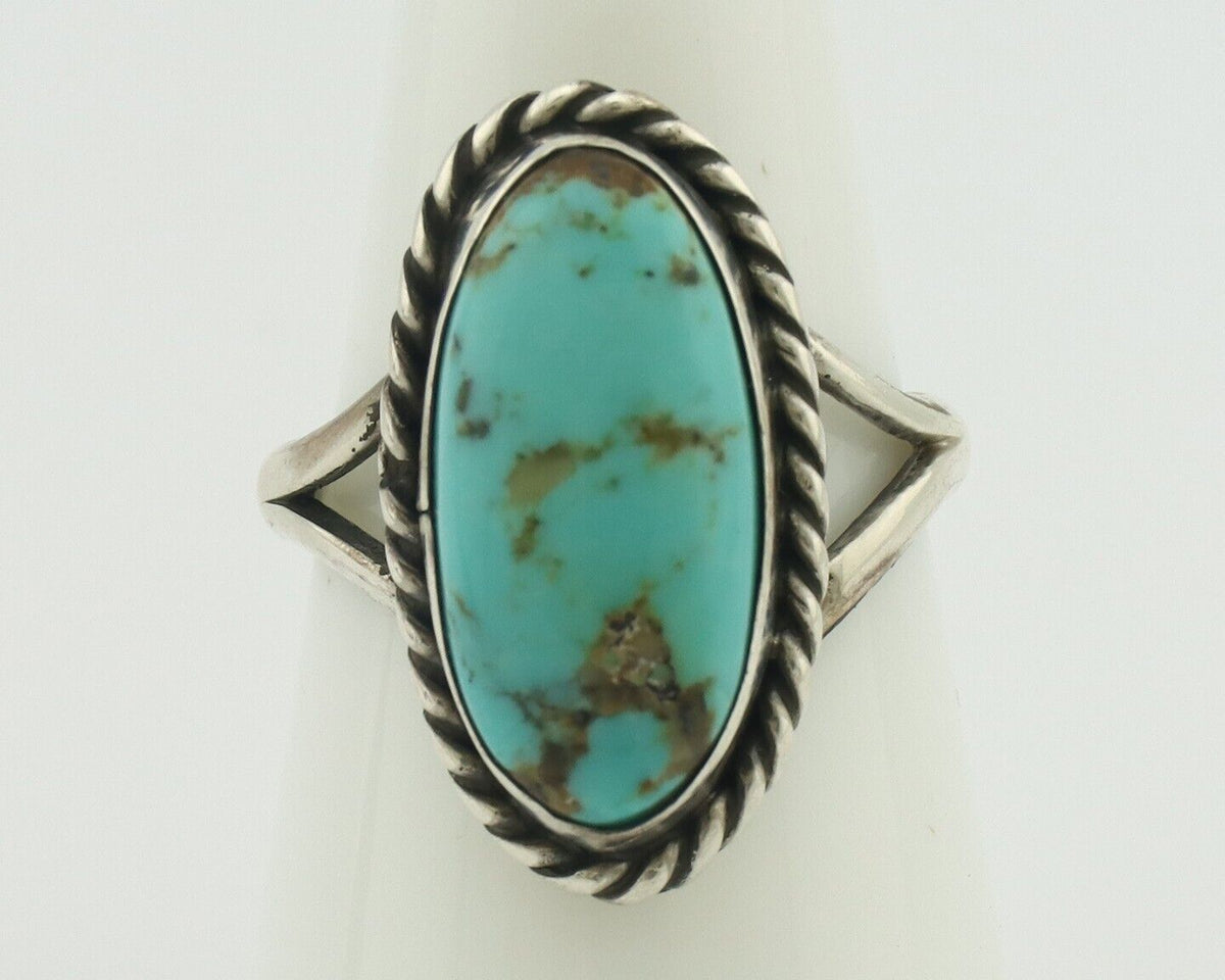 Navajo Ring 925 Silver Natural Blue Kingman Turquoise Native Artist C.80's