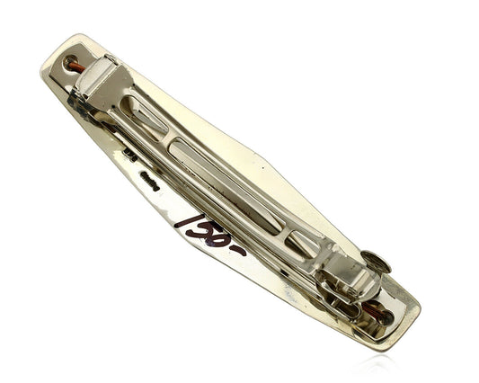 Navajo Hair Clip .925 Silver Green Turquoise Native American Barrette C.80's