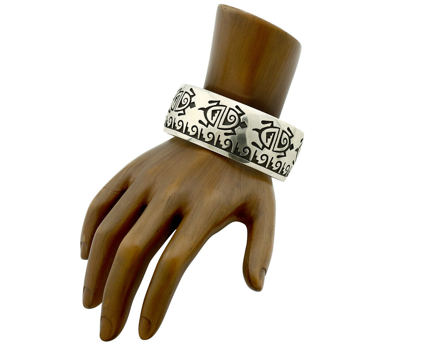 Hopi Turtle Bracelet .925 Silver Artist Signed Mitchell Sockyma C.90's
