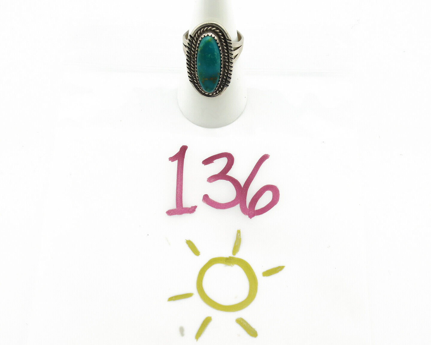 Navajo Ring 925 Silver Southwest Blue Turquoise Artist Signed Begay C.80's