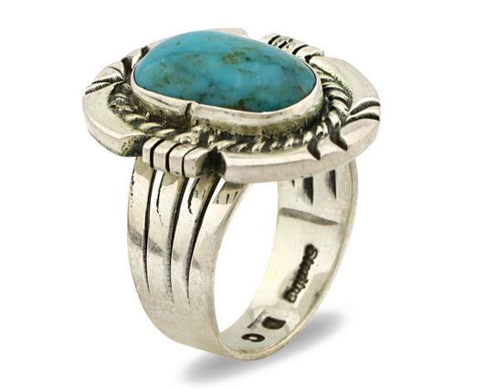 Navajo Ring .925 Silver Turquoise Mountain Artist William Denetdale C.80's