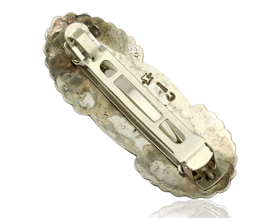 Navajo Hair Clip Barrette .925 Silver Hand Stamped Artist Signed C Montoya C80s