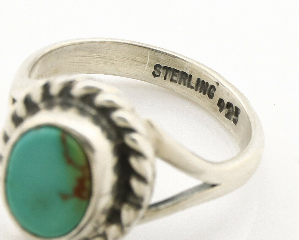 Navajo Ring .925 Silver Kingman Turquoise Artist Signed Gecko C.90's