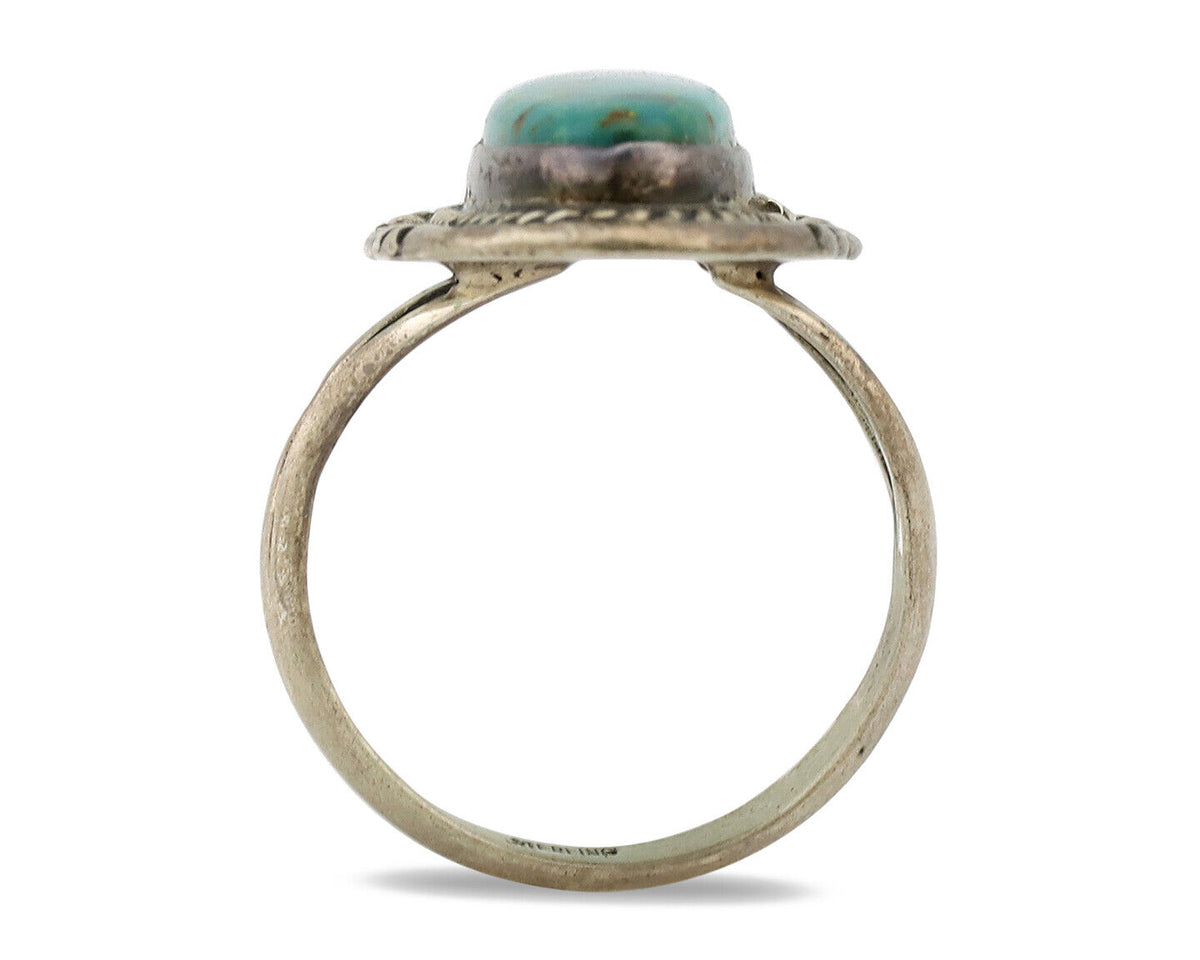 Navajo Ring .925 Silver Nevada Turquoise Native American Artist C.1980's