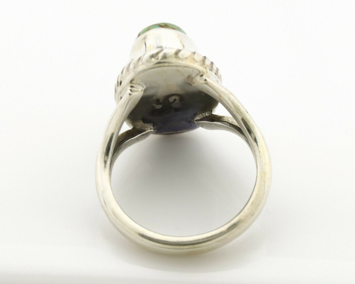 Navajo Ring .925 Silver Natural Mined Turquoise Artist Signed Gecko C.80's