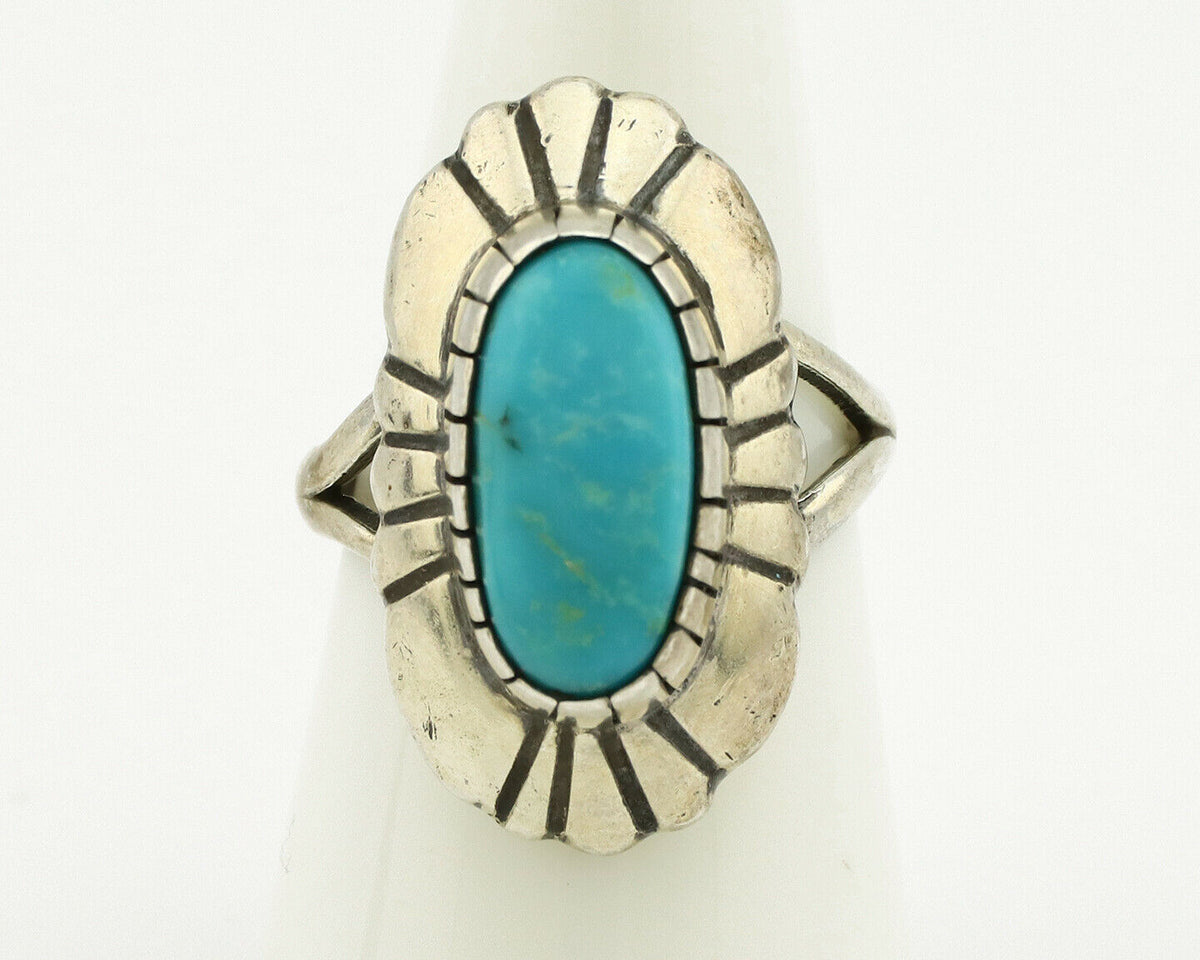 Navajo Ring .925 Silver Arizona Turquoise Signed M Montoya C.80's