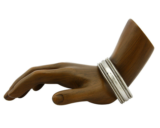 Navajo Bracelet .925 Silver Handmade Hand Stamped Signed Artist TAHE Circa 1980s