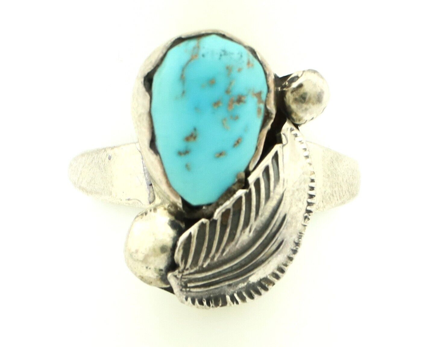 Zuni Ring 925 Silver Natural Blue Gem Turquoise Artist Signed Simplicio C.80's