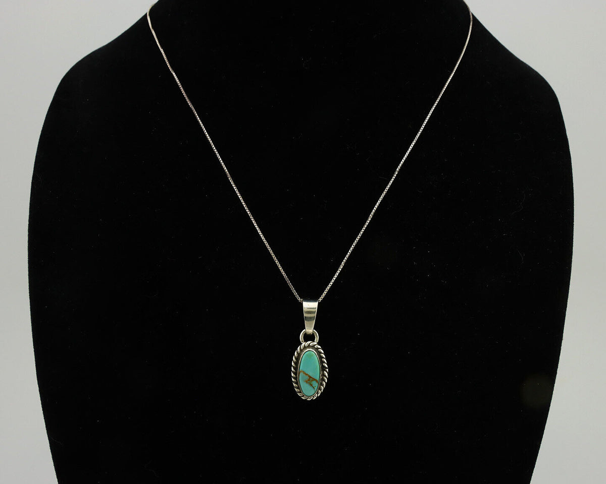 Navajo Necklace .925 Silver Arizona Turquoise Artist Gecko C.1980's