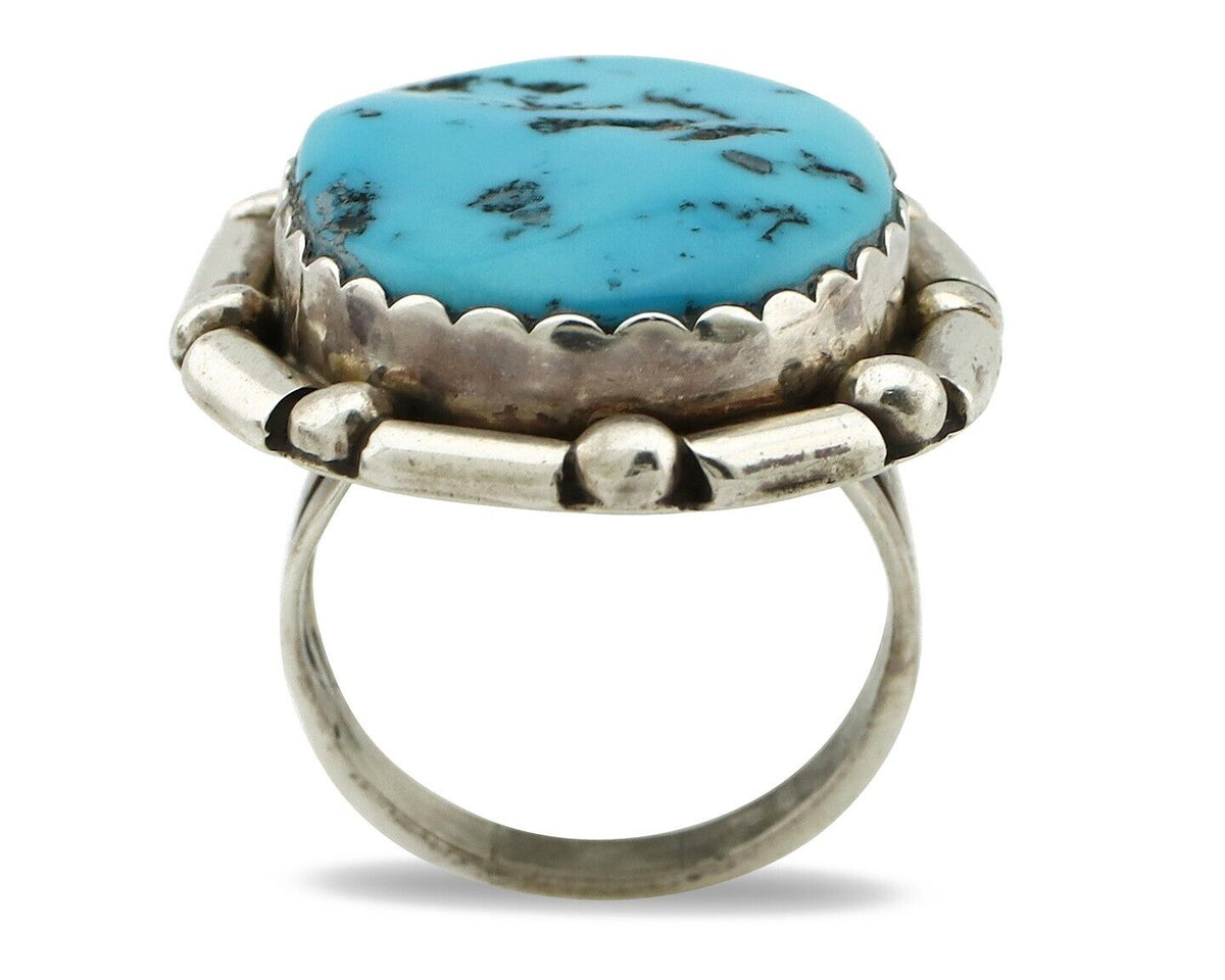 Navajo Ring 925 Silver Blue Turquoise Native Dominik Ferard C.80's