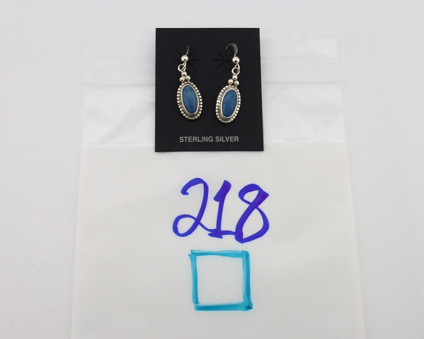Navajo Earrings 925 Silver Natural Royal Blue Lapis Native American Artist C90s