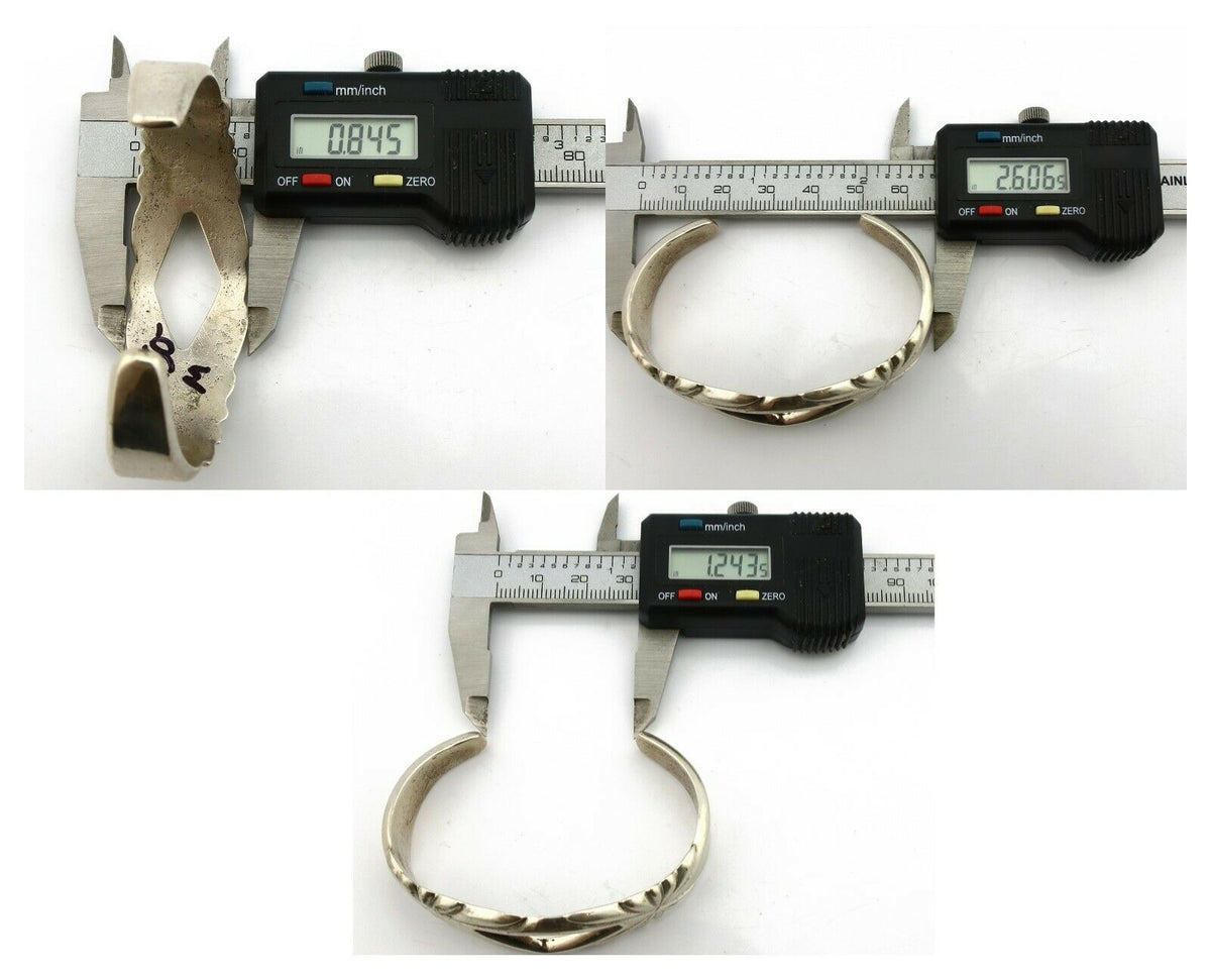 Navajo Sand Cast Bracelet .925 Silver Native American Artist Circa 1980's