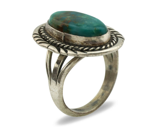 Navajo Ring .925 Silver Kingman Turquoise Signed M Begay C.1980's