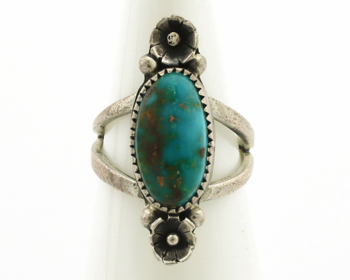 Navajo Ring .925 Silver Royston Turquoise Native American Artist C.1980's